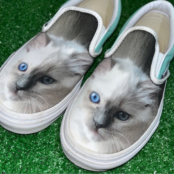 VANS CUSTOMS Cat with Blue Eyes UNISEX Men’s 4.5 Women’s 6 - Picture 1 of 6